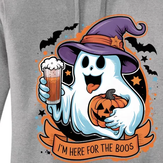 Funny Halloween IM Just Here For The Boos Beer Lover Women's Pullover Hoodie