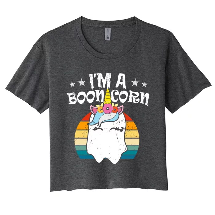 Funny Halloween Im A Boonicorn Unicorn Ghost Cute Gift Women's Crop Top Tee