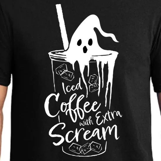 Funny Halloween Iced Coffee With Extra Scream Cute Ghost Spooky Gift Pajama Set