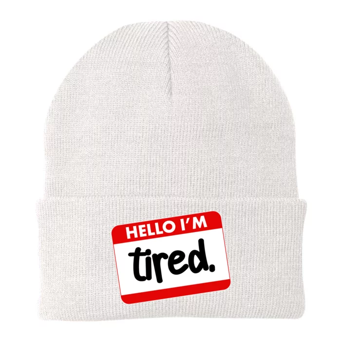 Funny Hello I'm Tired Name Tag Knit Cap Winter Beanie