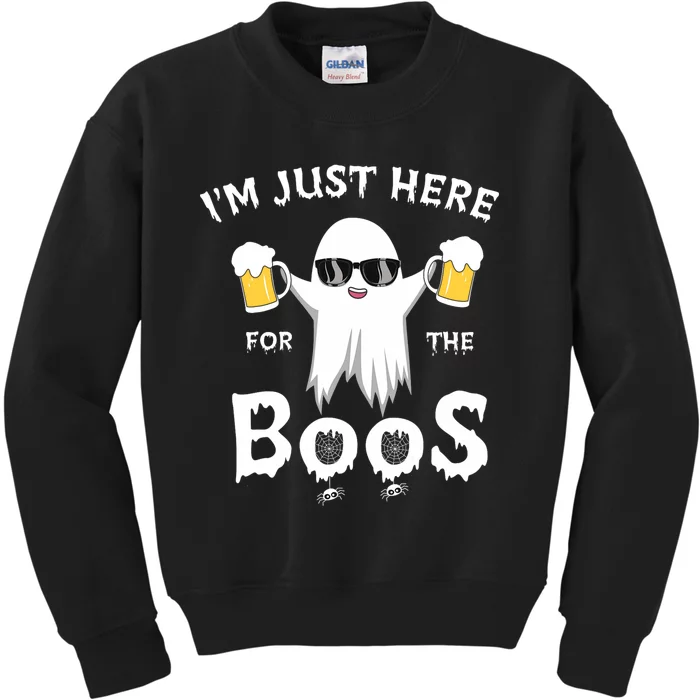 Funny Halloween IM Just Here For The Boos Kids Sweatshirt