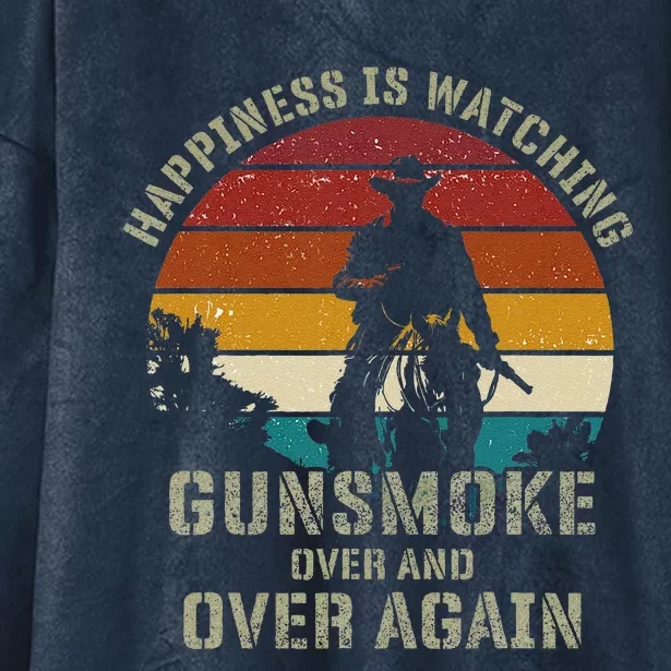 Funny Happiness Is Watching Gunsmoke Over And Over Again Cowboys Hooded Wearable Blanket