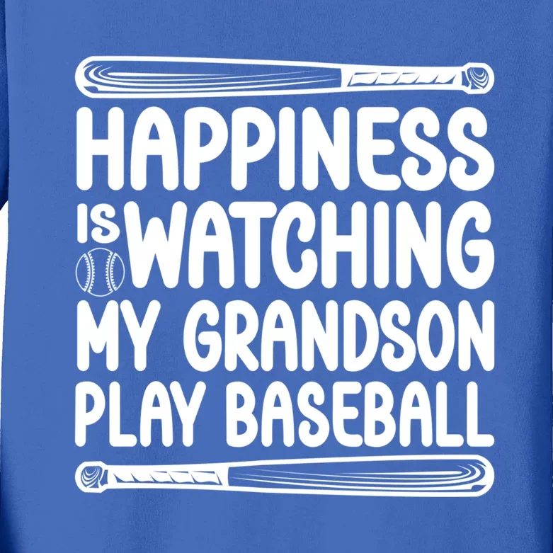 Funny Happiness Is Watching My Grandson Play Baseball Games Cool Gift Kids Long Sleeve Shirt