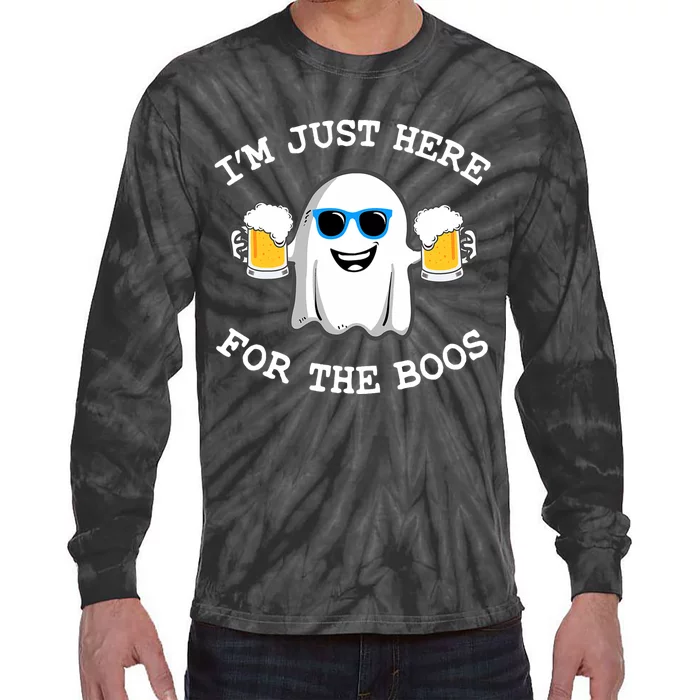 Funny Halloween IM Just Here For The Boos Costume Gift Tie-Dye Long Sleeve Shirt