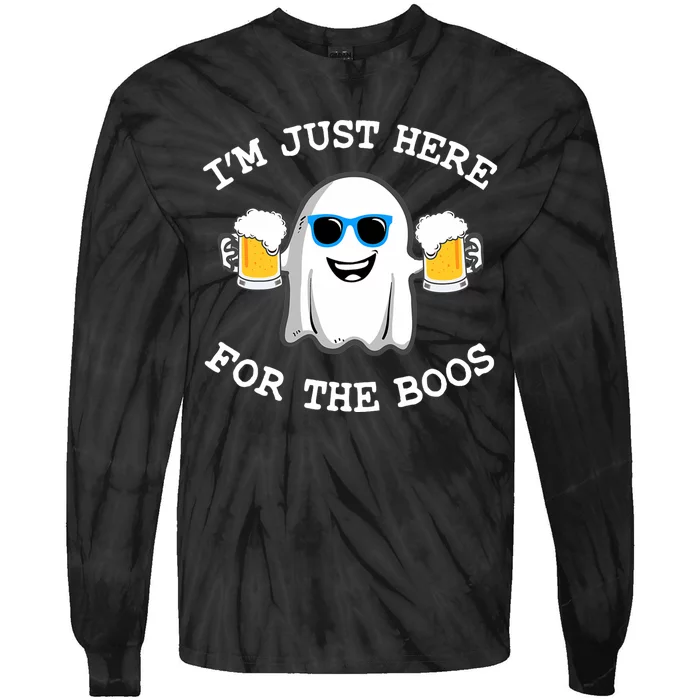 Funny Halloween IM Just Here For The Boos Costume Gift Tie-Dye Long Sleeve Shirt