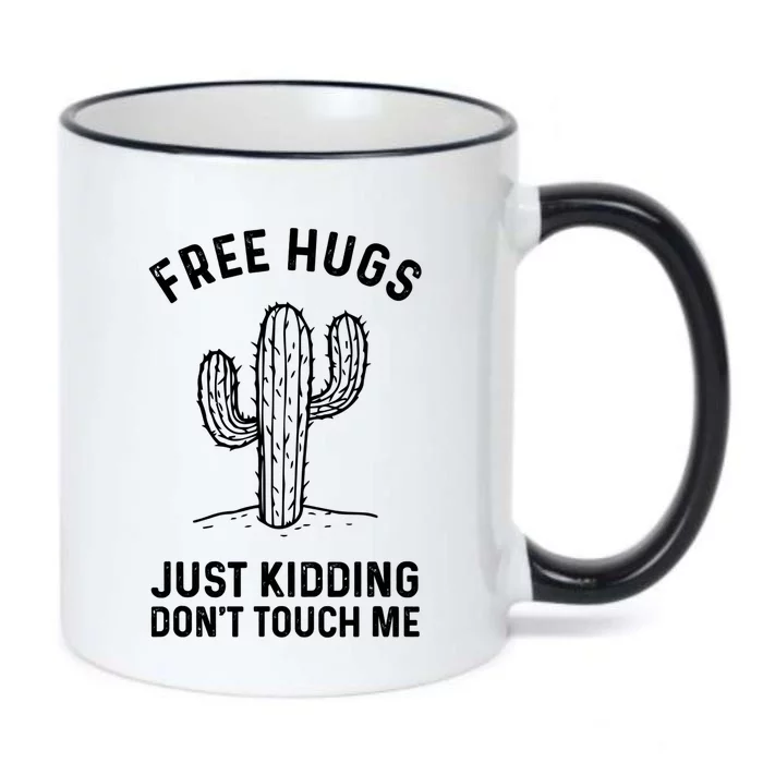 Free Hugs Just Kidding Don't Touch Me Cactus Not A Hugger TShirt Black Color Changing Mug