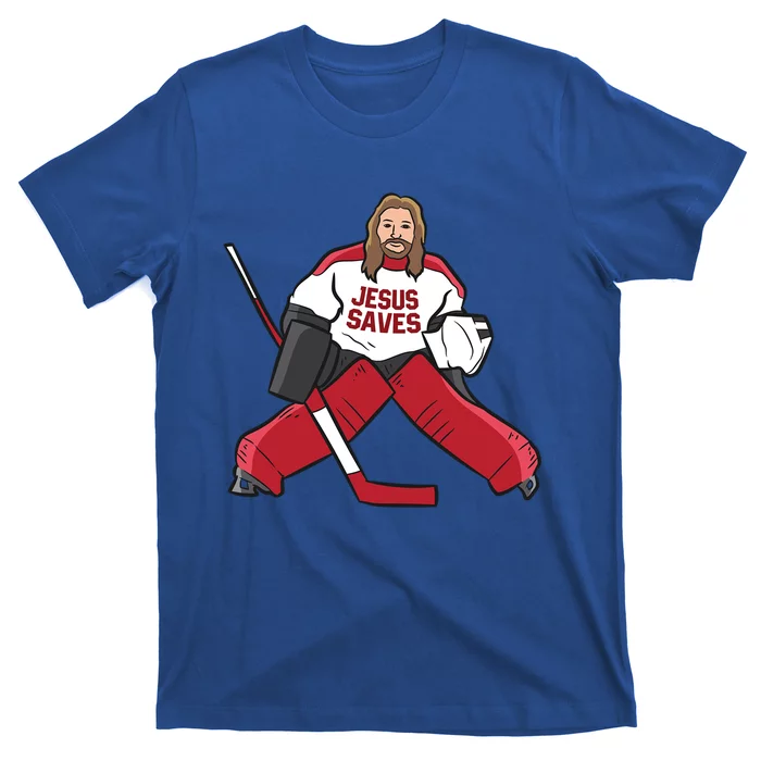 Funny Hockey Jesus Saves Hockey Goalie Great Gift T-Shirt