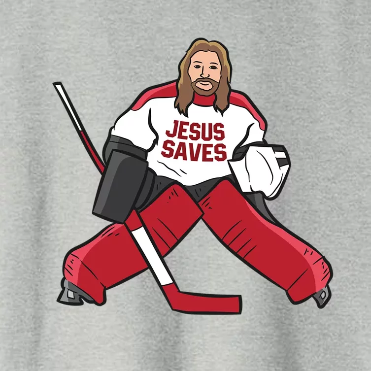 Funny Hockey Jesus Saves Hockey Goalie Great Gift Women's Crop Top Tee