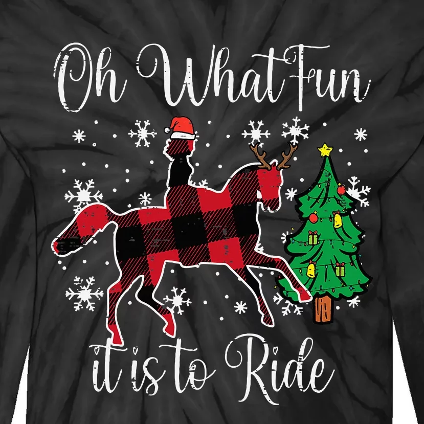 Festive Horse Joyride for Christmas Celebration Tie-Dye Long Sleeve Shirt