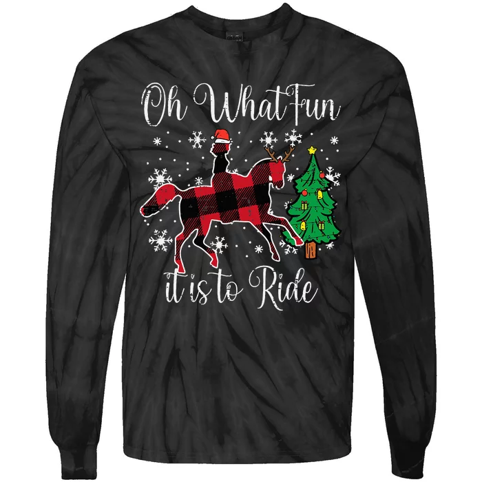 Festive Horse Joyride for Christmas Celebration Tie-Dye Long Sleeve Shirt