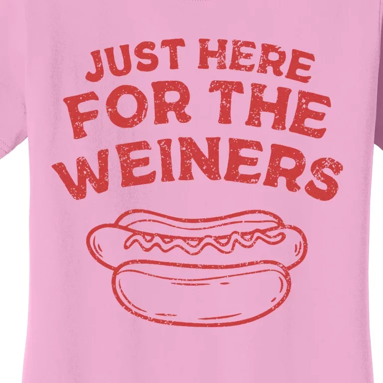 Funny Hotdog Just Here For The Wiener 4th Of July Women Women's T-Shirt