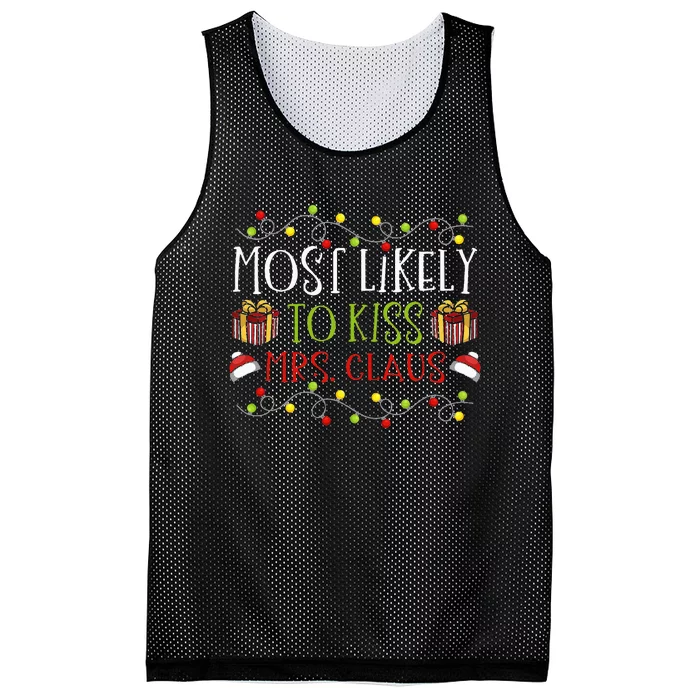 Festive Holiday Joke Mrs. Claus' Favorite Kissing Partner Mesh Reversible Basketball Jersey Tank