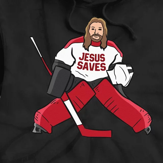 Funny Hockey Jesus Saves Hockey Goalie Tie Dye Hoodie