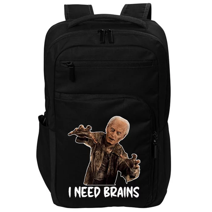 Funny Halloween Joe Biden Zombie I Need Brains Costume Impact Tech Backpack