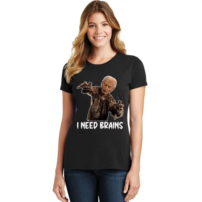 Funny Halloween Joe Biden Zombie I Need Brains Costume Women's T-Shirt