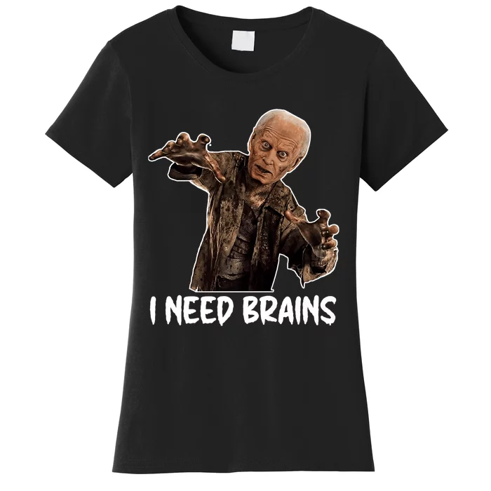 Funny Halloween Joe Biden Zombie I Need Brains Costume Women's T-Shirt