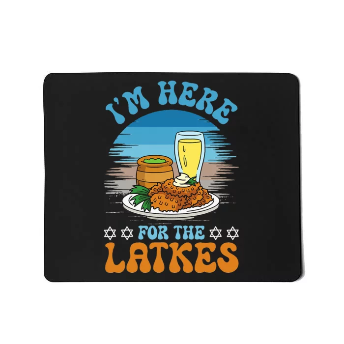 Funny Hanukkah Jewish I'm Here For The Latkes Jew Chanukah Mousepad