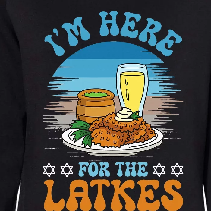 Funny Hanukkah Jewish I'm Here For The Latkes Jew Chanukah Womens California Wash Sweatshirt