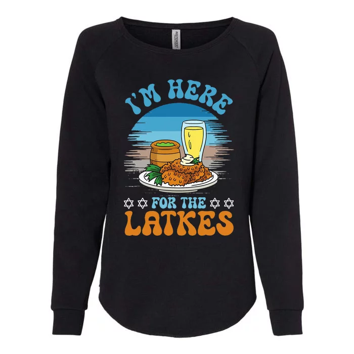 Funny Hanukkah Jewish I'm Here For The Latkes Jew Chanukah Womens California Wash Sweatshirt