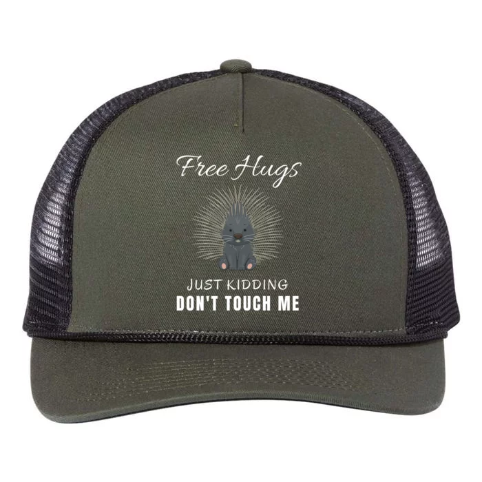 Free Hugs Just Kidding Dont Touch Me Porcupine Introvert Retro Rope Trucker Hat Cap