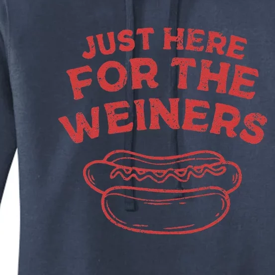 Funny Hotdog Just Here For The Wiener 4th Of July Women's Pullover Hoodie