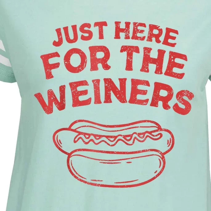 Funny Hotdog Just Here For The Wiener 4th Of July Enza Ladies Jersey Football T-Shirt