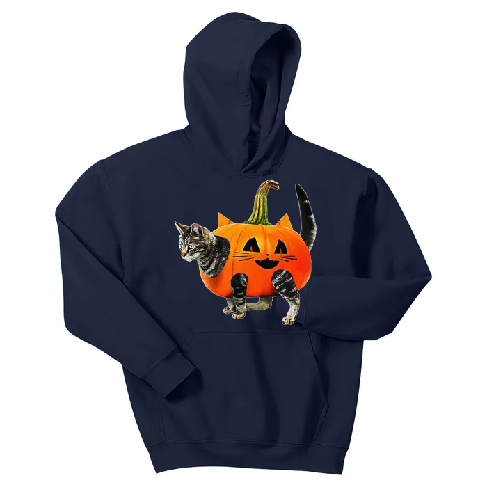 Funny Halloween JackOLantern Pumpkin Cat For Kids Hoodie