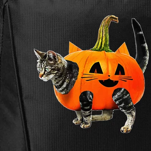 Funny Halloween Jack O Lantern Pumpkin Cat City Backpack