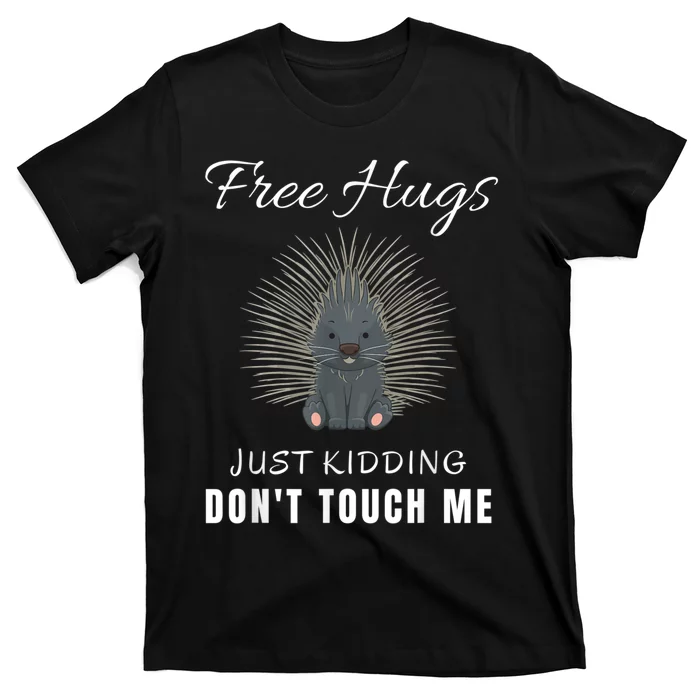 Free Hugs Just Ding Don't Touch Me, Porcupine, Introvert T-Shirt