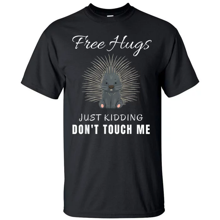 Free Hugs Just Ding Don't Touch Me, Porcupine, Introvert Tall T-Shirt