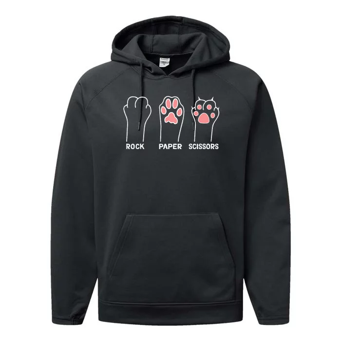 funny Hand Kitten dog Joke Game Rock Paper Scissors cat paws Performance Fleece Hoodie