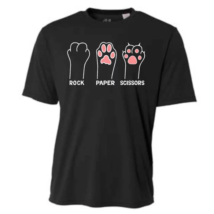 funny Hand Kitten dog Joke Game Rock Paper Scissors cat paws Cooling Performance Crew T-Shirt