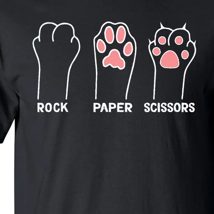 funny Hand Kitten dog Joke Game Rock Paper Scissors cat paws Tall T-Shirt