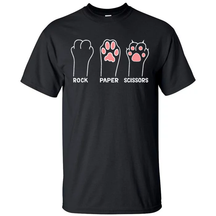 funny Hand Kitten dog Joke Game Rock Paper Scissors cat paws Tall T-Shirt