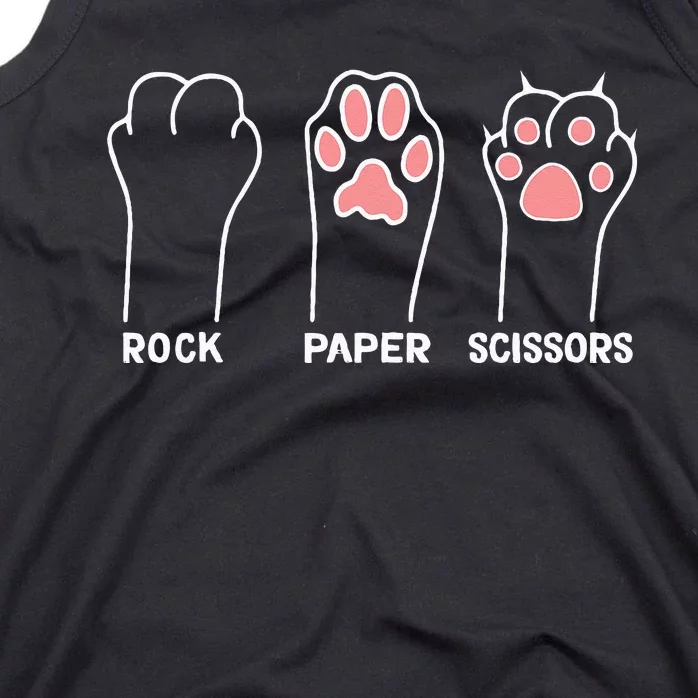 funny Hand Kitten dog Joke Game Rock Paper Scissors cat paws Tank Top