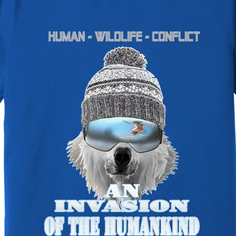 Funny Hu Kind Polar Bear Ski Jumping Wildlife Cool Gift Premium T-Shirt