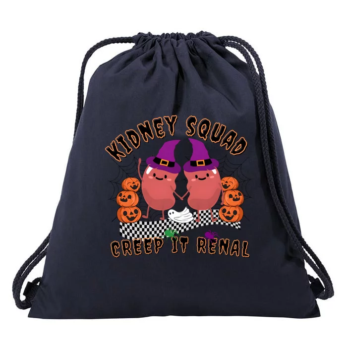 Funny Halloween Kidney Squad Keep It Renal Retro Dialysis Drawstring Bag