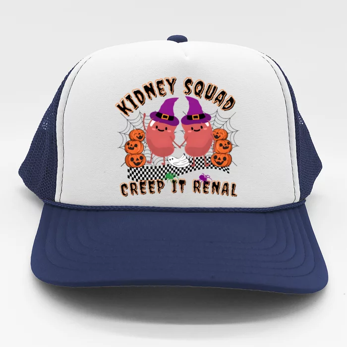 Funny Halloween Kidney Squad Keep It Renal Retro Dialysis Trucker Hat