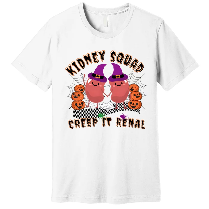 Funny Halloween Kidney Squad Keep It Renal Retro Dialysis Premium T-Shirt