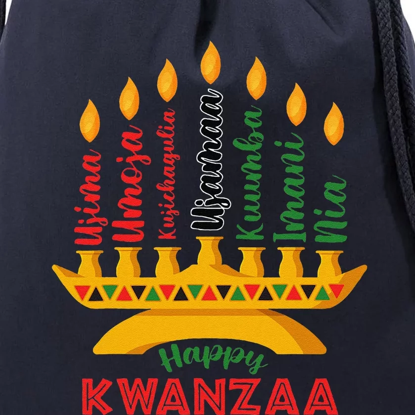 Funny Happy Kwanzaa Kinara Seven Candles Principles Of Kwanzaa Drawstring Bag