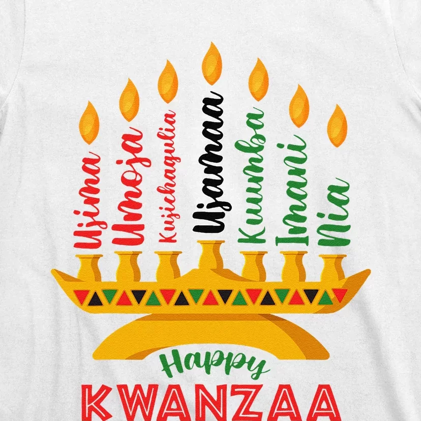 Funny Happy Kwanzaa Kinara Seven Candles Principles Of Kwanzaa T-Shirt