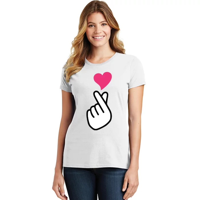 Finger Heart Korean Hand Symbol KPOP Love Saranghae Women's T-Shirt