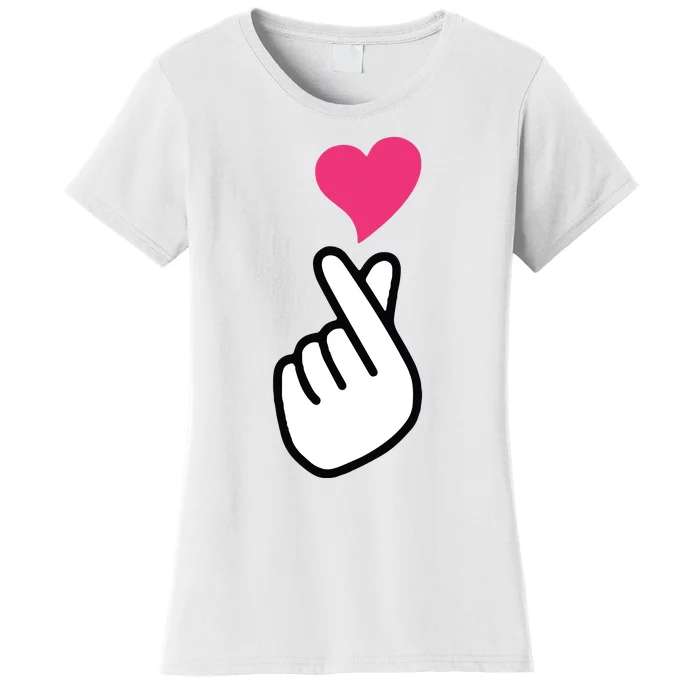 Finger Heart Korean Hand Symbol KPOP Love Saranghae Women's T-Shirt