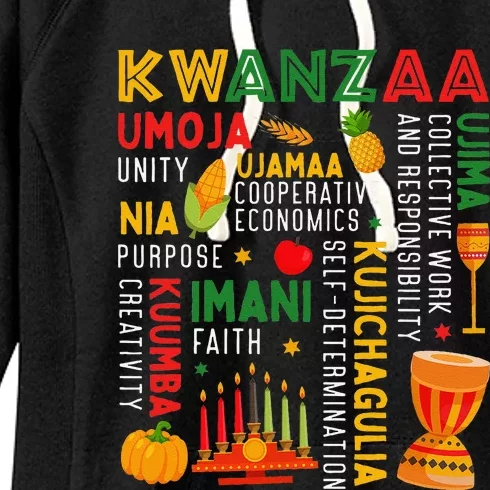 Funny Happy Kwanzaa Seven Principles Of Kwanzaa Women's Fleece Hoodie