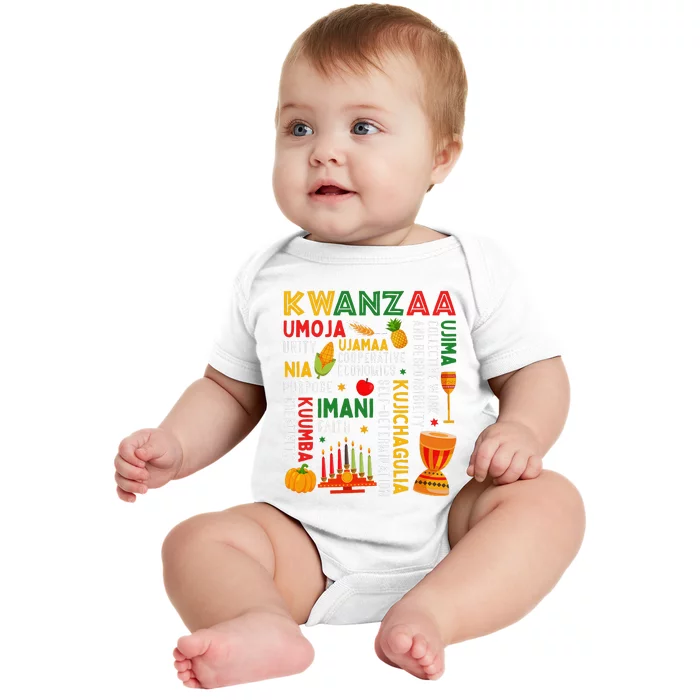 Funny Happy Kwanzaa Seven Principles Of Kwanzaa Baby Bodysuit