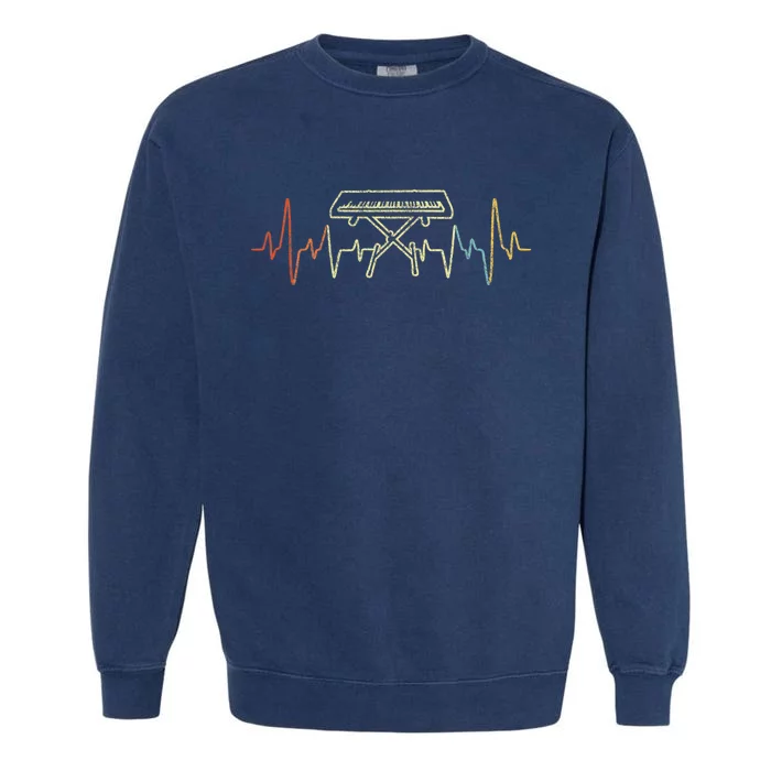 Funny Heartbeat Keyboard Piano Player Musician Retro Garment-Dyed Sweatshirt