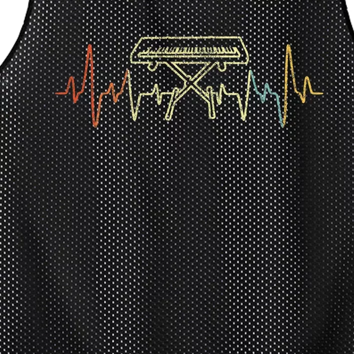 Funny Heartbeat Keyboard Piano Player Musician Retro Mesh Reversible Basketball Jersey Tank