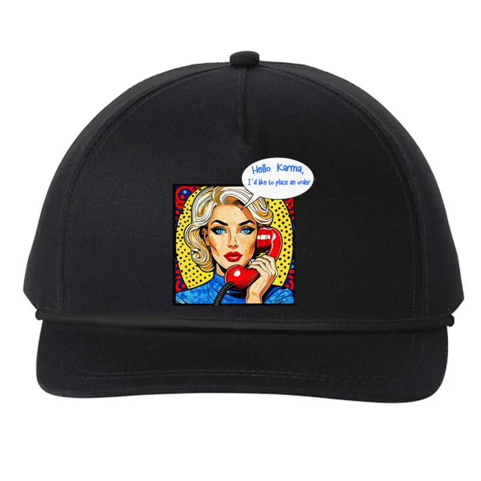 Funny Hello Karma Id Like To Place An Order Comic Pop Snapback Five-Panel Rope Hat