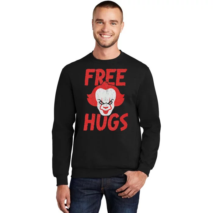 Free Hugs Killer Scary Clown Clothes Tall Sweatshirt