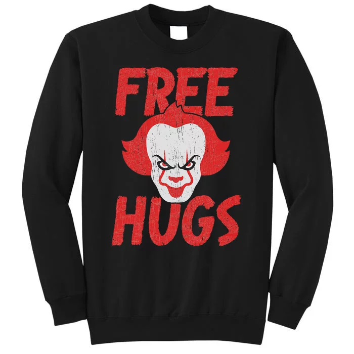 Free Hugs Killer Scary Clown Clothes Tall Sweatshirt